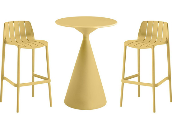 Table et chaises hautes de bistrot empilables