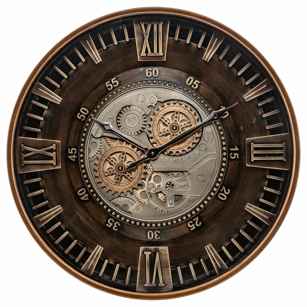 Horloge avec mécanisme en métal - diam 59 cm - marron