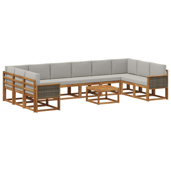 Ensemble de canapés d'extérieur 11 pcs naturel et gris clair