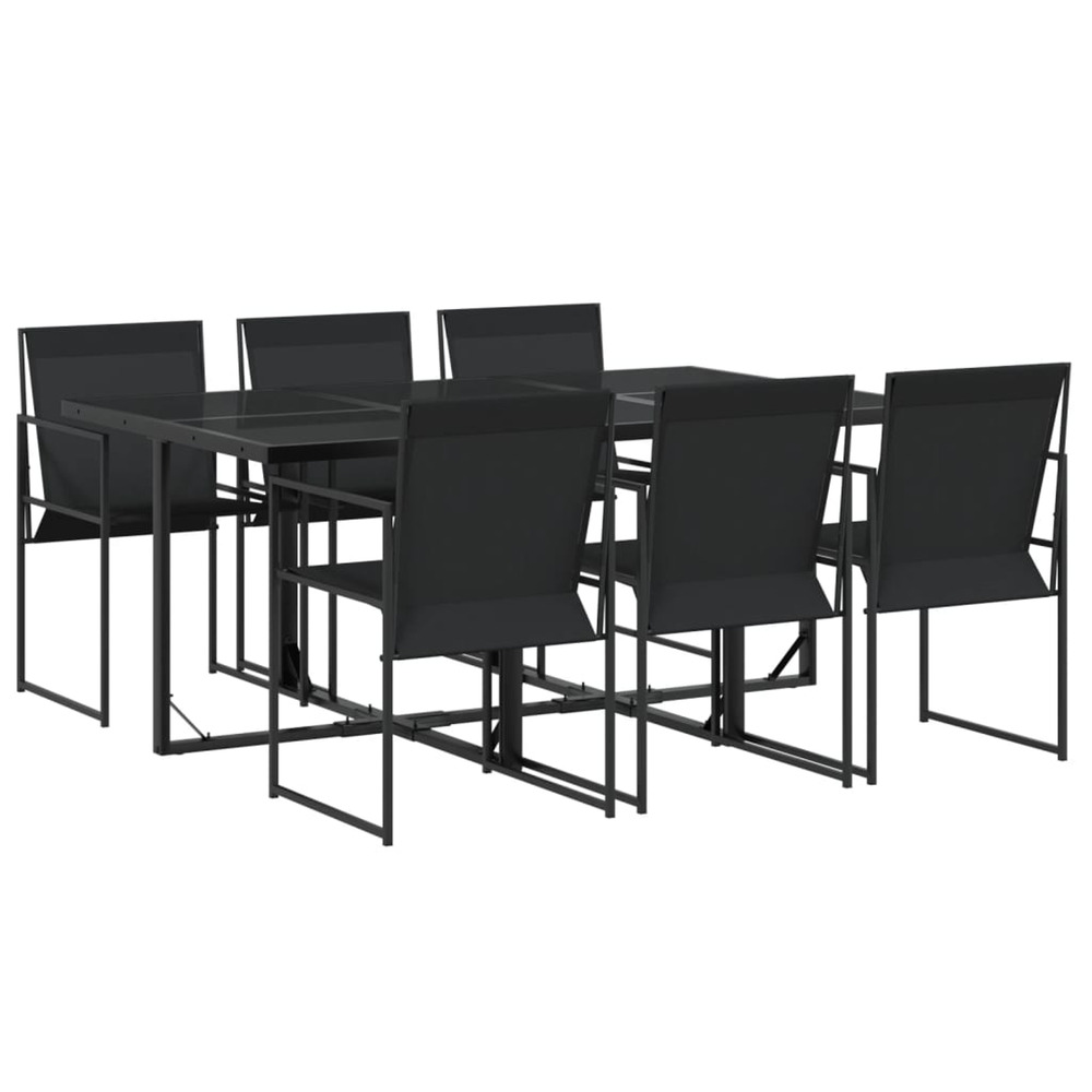 Ensemble à manger de jardin 7 pcs noir textilène
