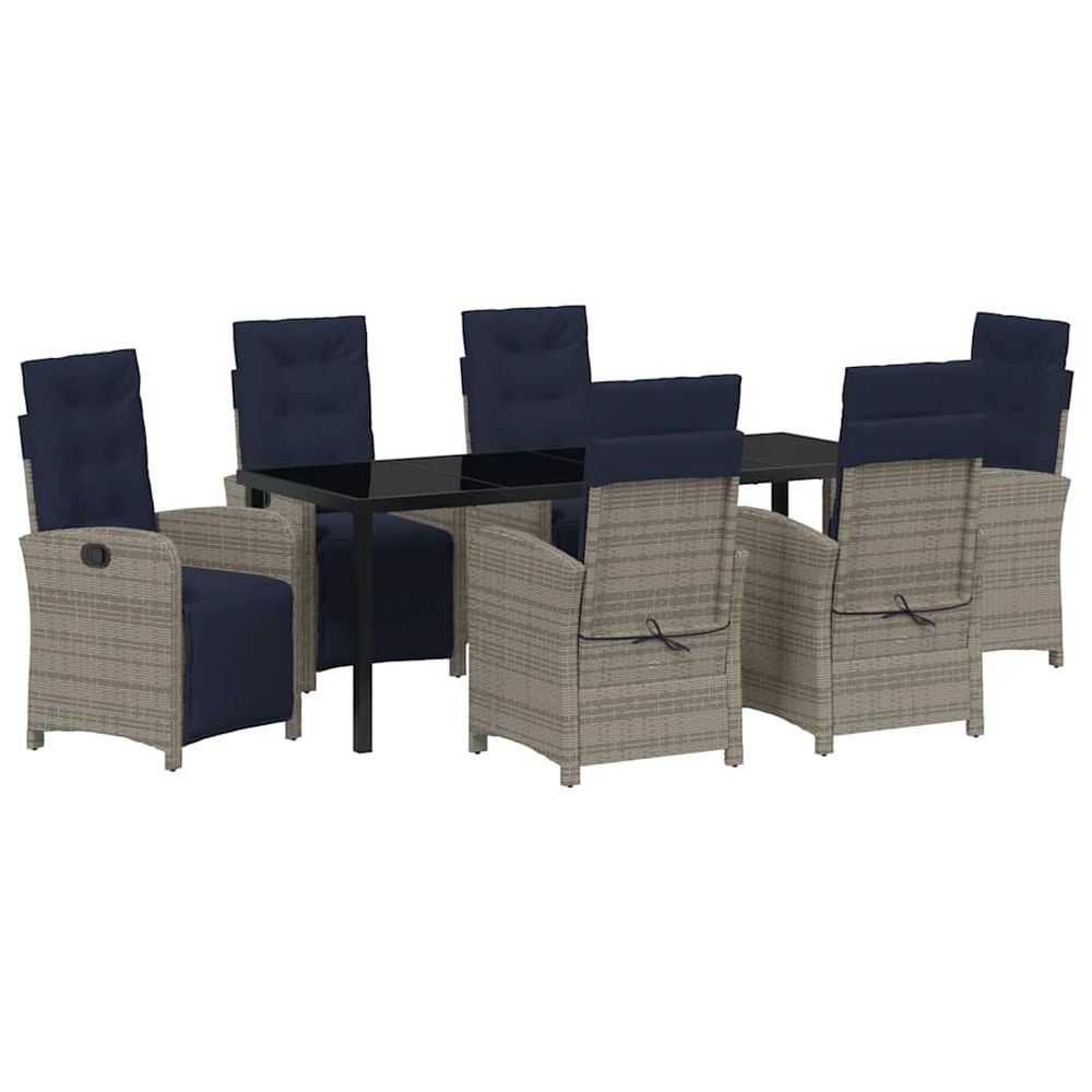 Ensemble de salle à manger pour jardin 7 pc gris polyrotin