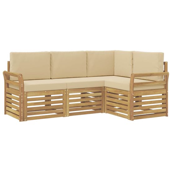 Ensemble de canapés d'extérieur 4 pc blanc et beige polyester