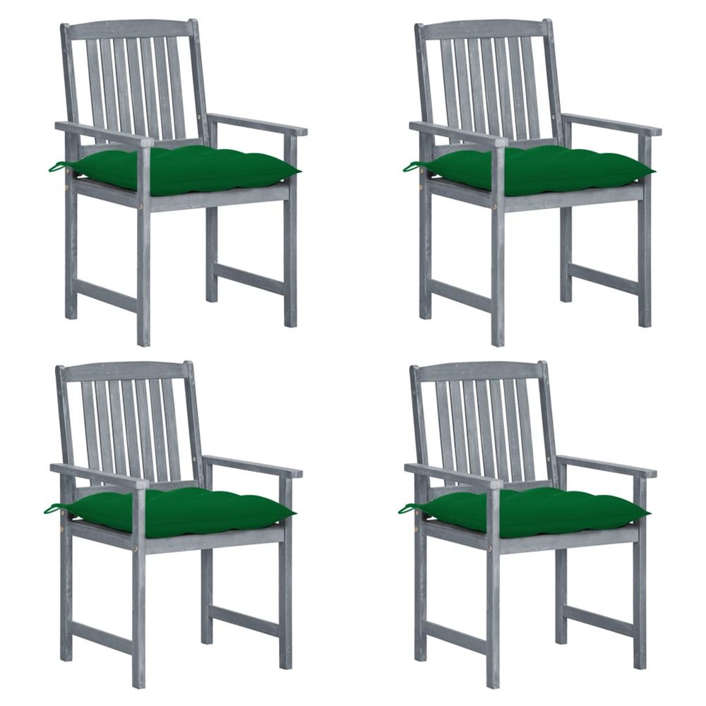 Chaises de jardin et coussins lot de 4 gris bois acacia massif