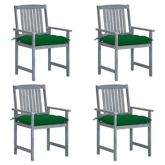 Chaises de jardin et coussins lot de 4 gris bois acacia massif