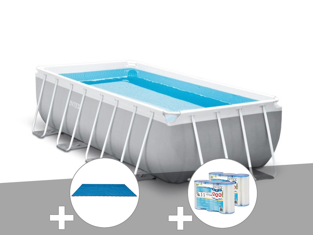 Kit piscine tubulaire prism frame rectangulaire 4,00 x 2,00 x 1,00 m + bâche à