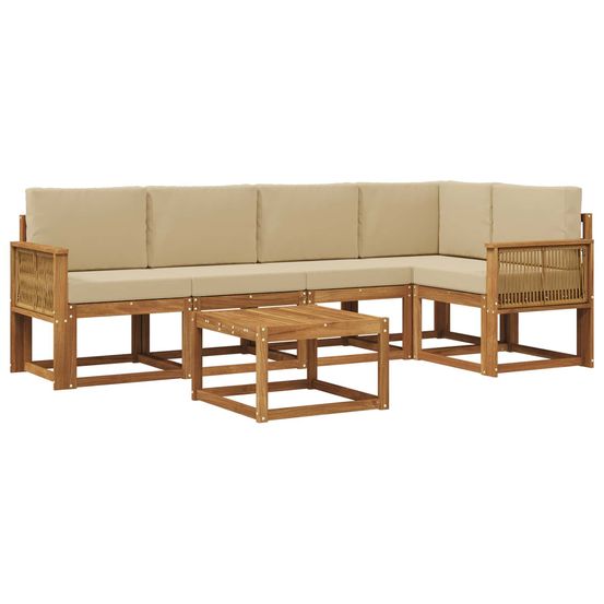 Ensemble de canapés d'extérieur 6 pc naturel et beige