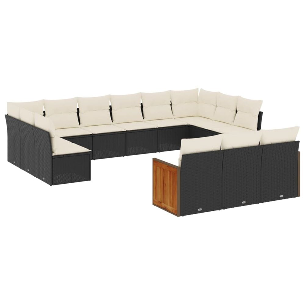 Salon de jardin avec coussins 13 pcs noir résine tressée