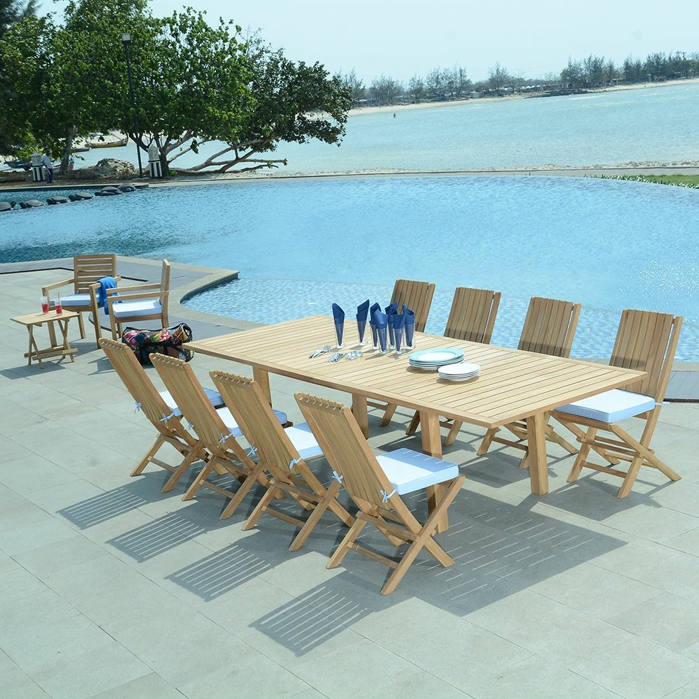 Salon de jardin teck Ecograde Almeria, 6 chaises et 2 fauteuils