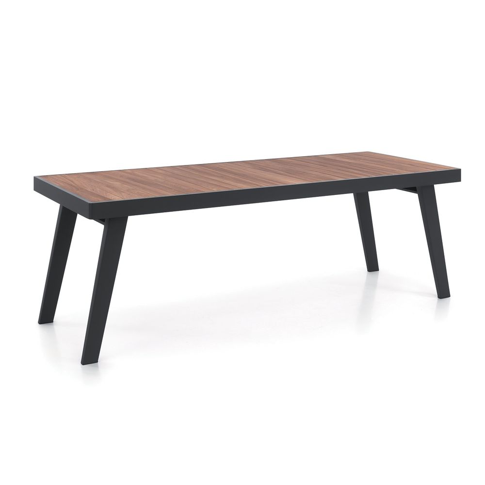 TABLE ALU GRIS ET TECK 220 1-(848404)