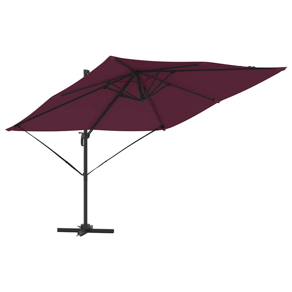 Parasol roma rouge 286 x 284 x 265 cm aluminium et polyester