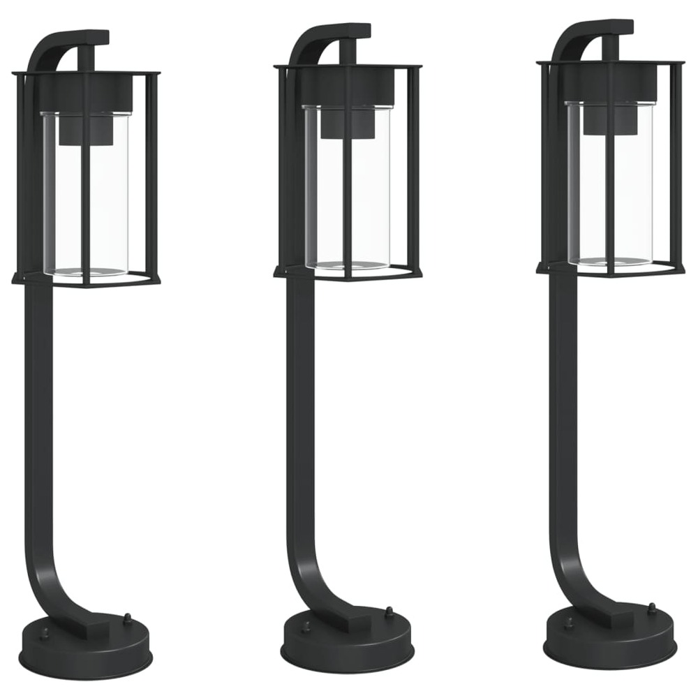 Lampadaires d'extérieur 3 pcs 60 cm acier inoxydable noir