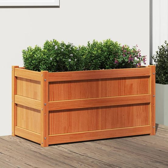 Jardinière potager en pin massif finition cire marron 90x50x50cm