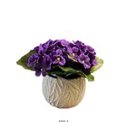 Composition fleurs artificielles pour colombarium pot gris béton violettes h 27 cm d 23 cm mauve - couleur: mauve violet