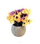 Composition fleurs artificielles pour colombarium pot gris béton pensées H  27 cm D 23 cm Jaune - couleur: Jaune | Truffaut