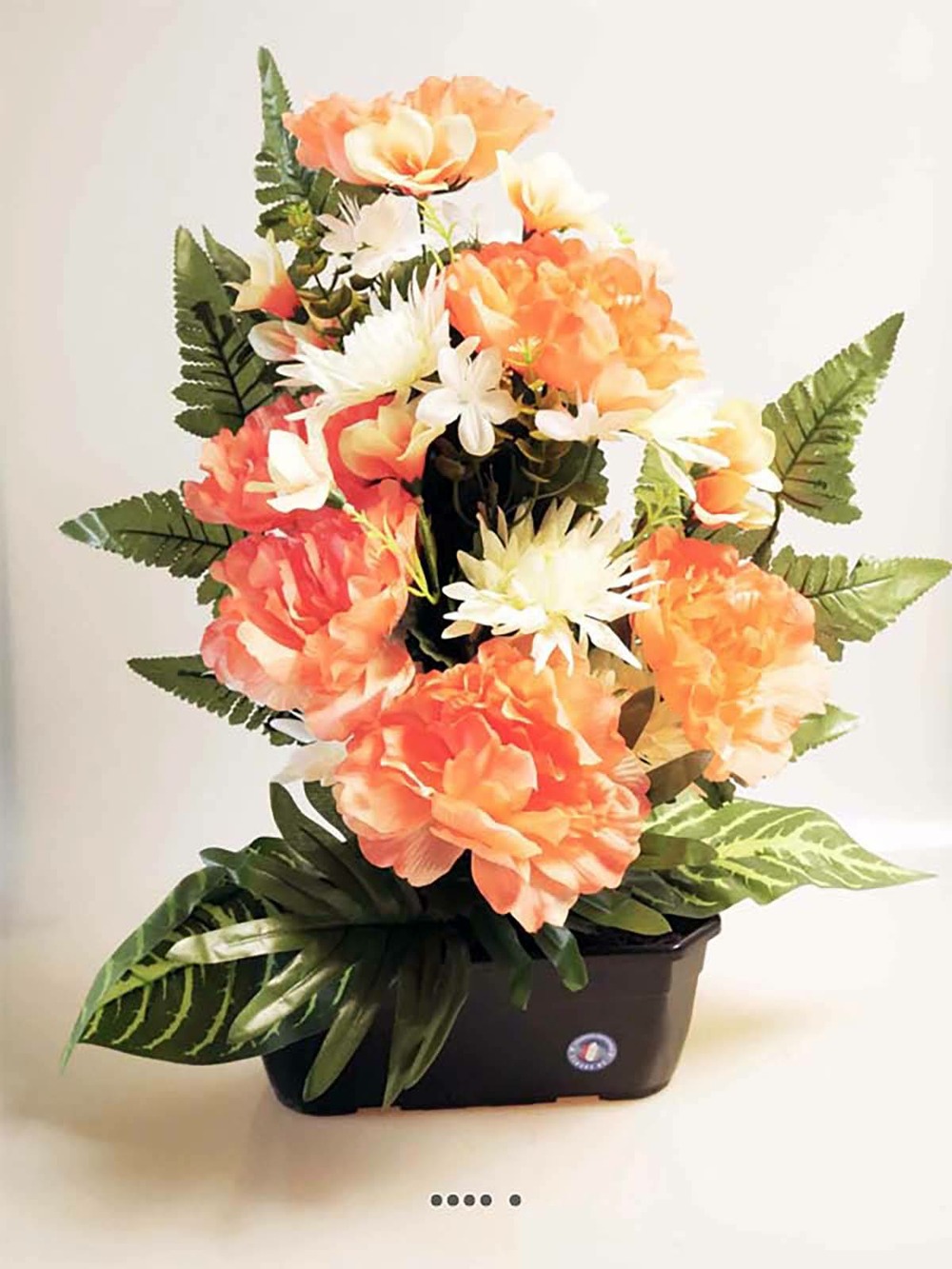 Composition fleurs artificielles pour cimetière jardinière pivoines et  chrysanth | Truffaut