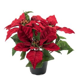 Poinsettia Artificiel Rouge - Lot De 4 Fleurs Très Réalistes Pour Décoration Noël Maison/Jardin