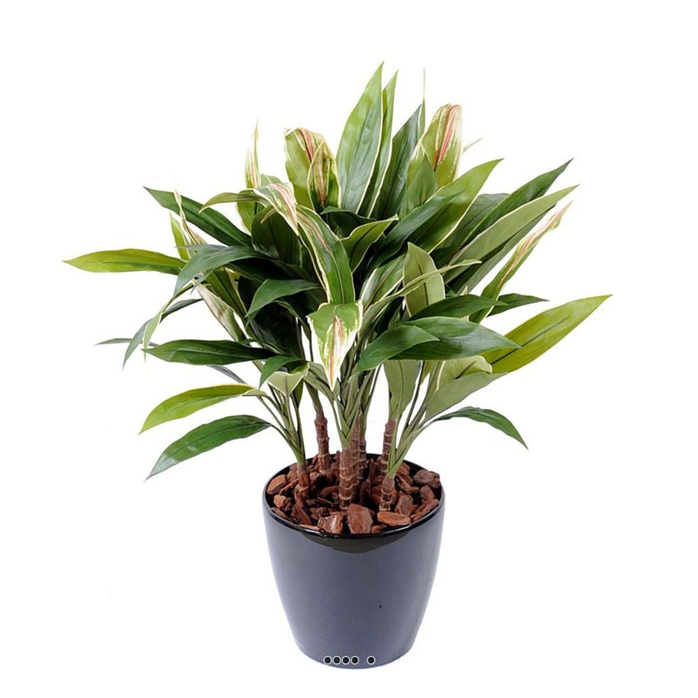 Dracaena artificiel type cordyline en pot h 85 cm feuilles tissu