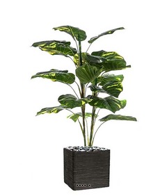 Pothos artificiel en pot 19 grandes feuilles h 120 cm