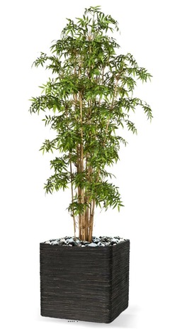 Bambou du Japon Luxe artificiel H 140 cm 2358 feuilles en pot - dimhaut: H 140 cm - couleur: Vert
