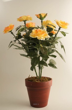 Rosier sur tronc plante artificielle en pot 9 têtes H 40 cm Jaune - couleur: Jaune