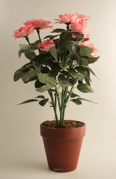 Rosier sur tronc plante artificielle en pot 9 têtes H 40 cm Rose pâle - couleur: Rose pâle