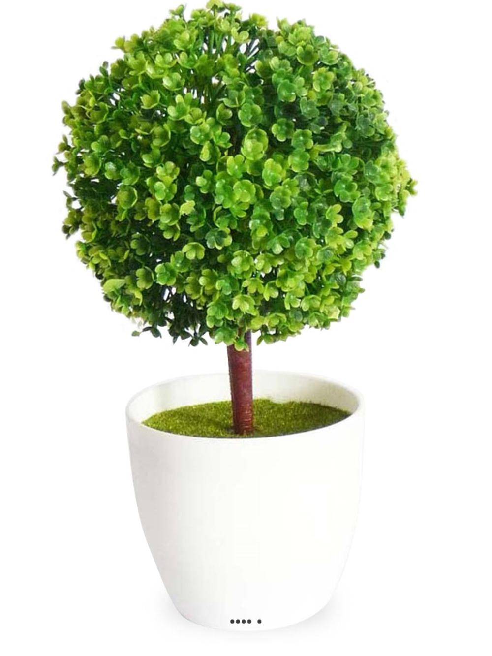 Mini plante topiaire vert déco h 25 cm en pot plastique blanc superbe - couleur: