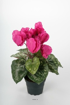 Cyclamen artificiel en pot 7 têtes h 33 cm rose fushia - couleur: rose fushia