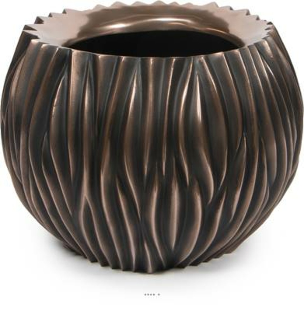 Bac plastique & particules métal ø45cm h35cm ext chaudron bronze vague - dimhaut