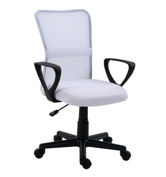 Chaise de Bureau Ergonomique Reglable avec Accoudoirs Base Nylon Blanc