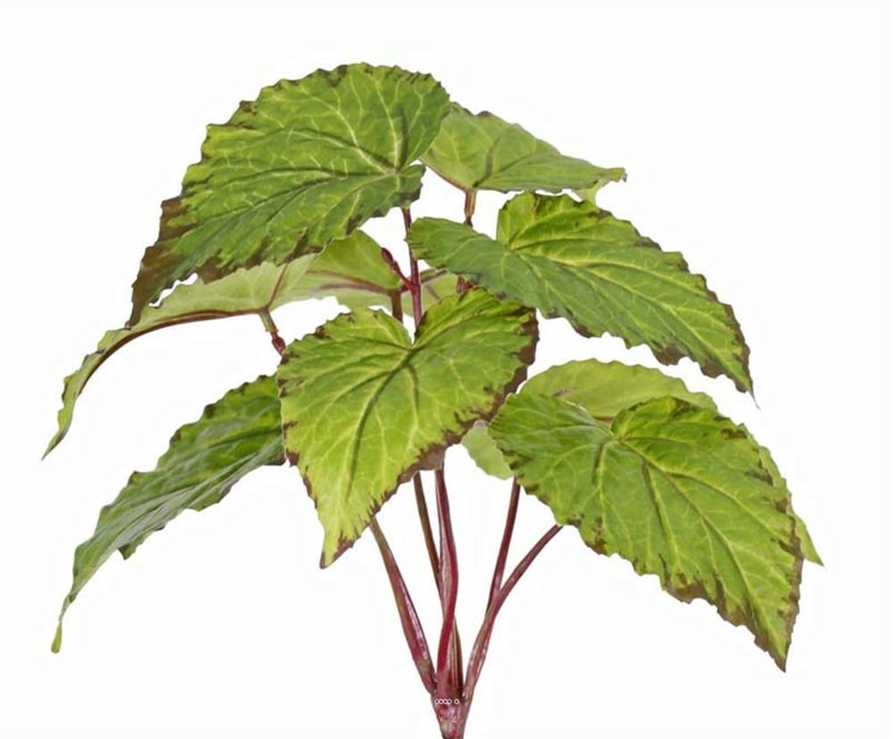 Begonia artificel en piquet 9 feuilles h25cm