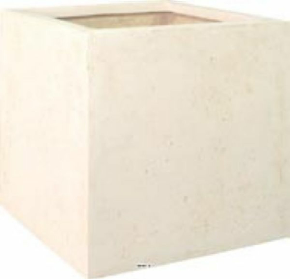 Bac en polystone roma ext. Cube l 40x 40 x h 40 cm crème - dimhaut: h 40 cm - co