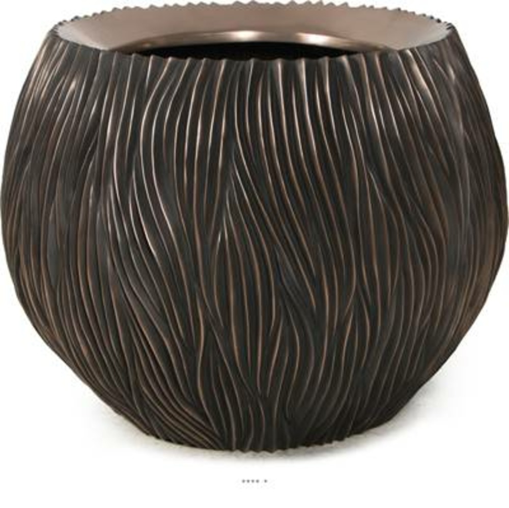 Bac & particules métal ø120cm h90cm ext chaudron bronze vague - dimhaut: h 90 cm