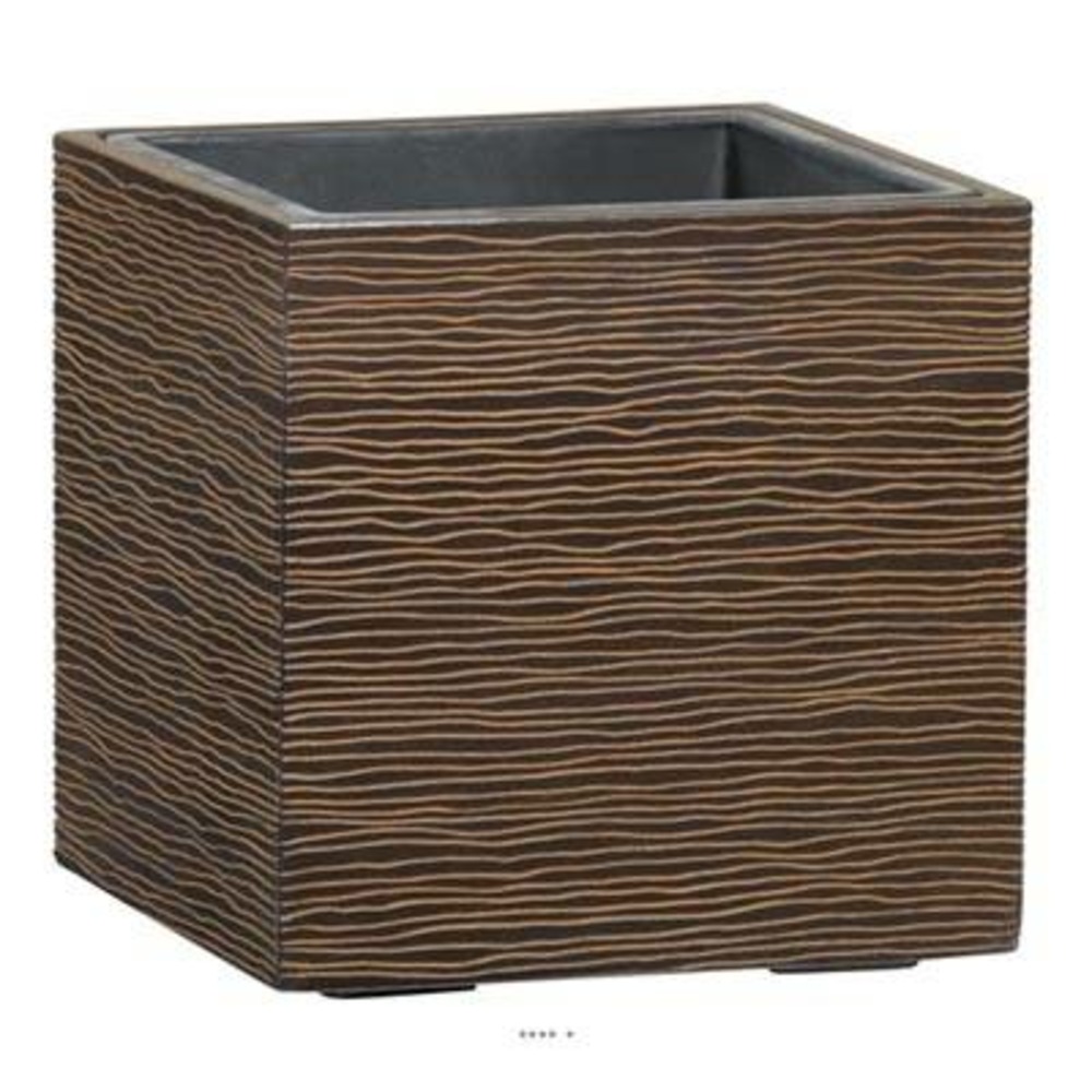 Bac fibres de verre/ composite ext. Cube 37cm 37cm h37cm marron gravé - dimhaut: