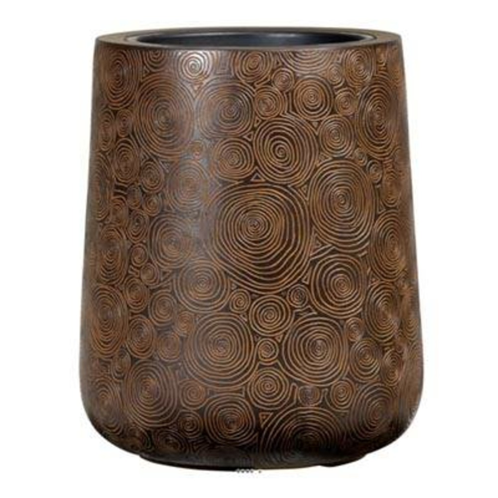 Bac fibres de verre ext chaudron bas ø47cm h57cm marron gravé - dimhaut: h 57 cm