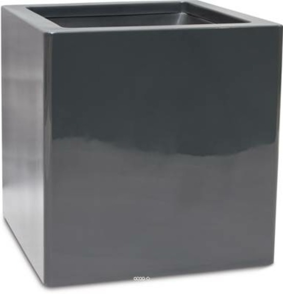 Bac fibres de verre gelcoat 60 x 60 cm h 60 cm ext. Cube gris glossy - dimhaut: