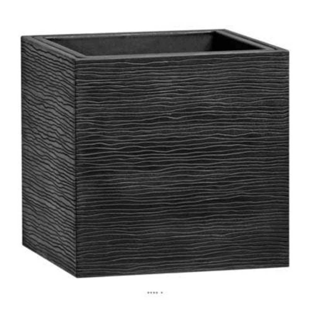 Bac fibres de verre/ composite ext. Cube 37cm 37cm h37cm noir gravé - dimhaut: h