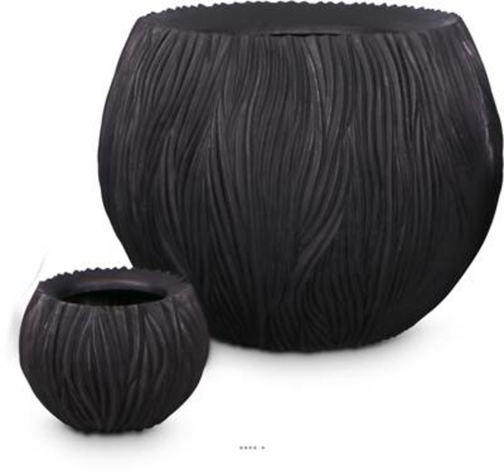 Bac plastique & particules métal ø45cm h35cm ext. Chaudron noir vague - dimhaut: