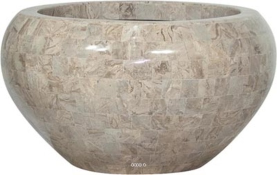 Bac fibre de verre mosaic int. Bol d 50 x h 28 cm crème - dimhaut: h 28 cm - cou