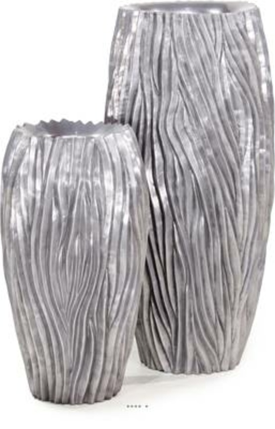 Bac plastique & particules métal ø38cm h70cm ext. Bullet argent vague - dimhaut: