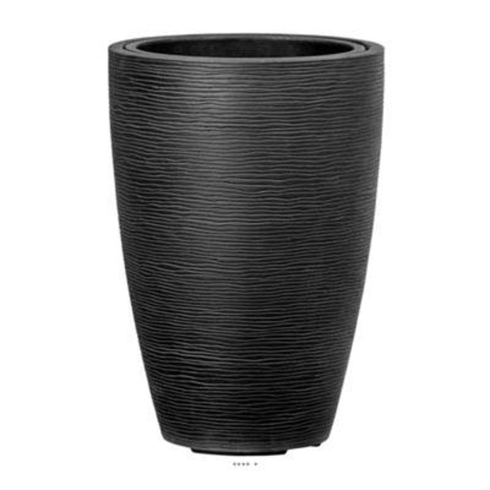 Bac fibres de verre/ composite ext. Bullet ø 35 cm h 47cm noir gravé - dimhaut: