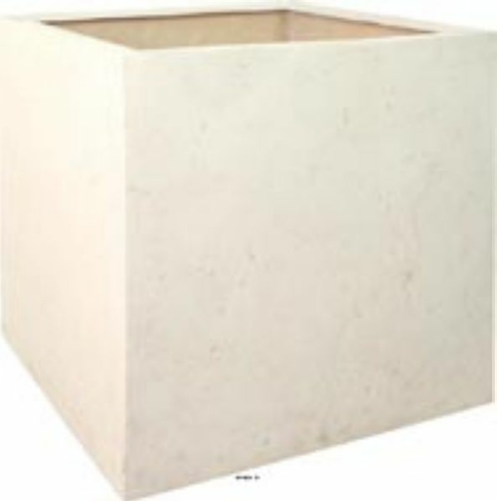 Bac en polystone roma ext. Cube l 60x 60 x h 60 cm crème - dimhaut: h 60 cm - co