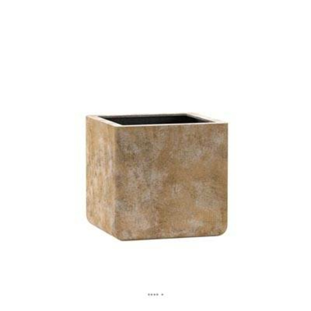 Bac fibres de verre/ composite ext. Cube 47cm 47cm h47cm marron béton - dimhaut: