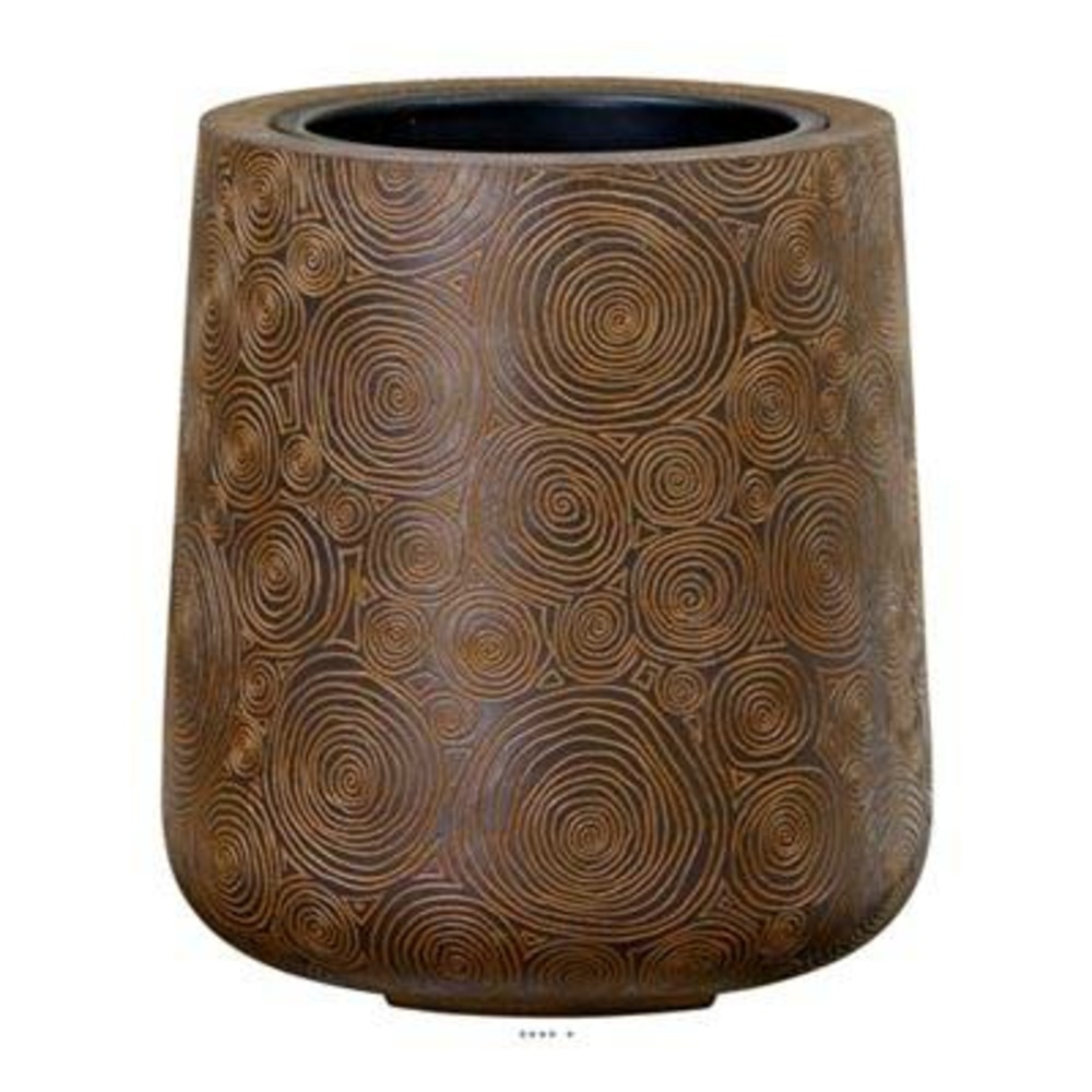 Bac fibres de verre ext chaudron bas ø42cm h47cm marron gravé - dimhaut: h 47 cm