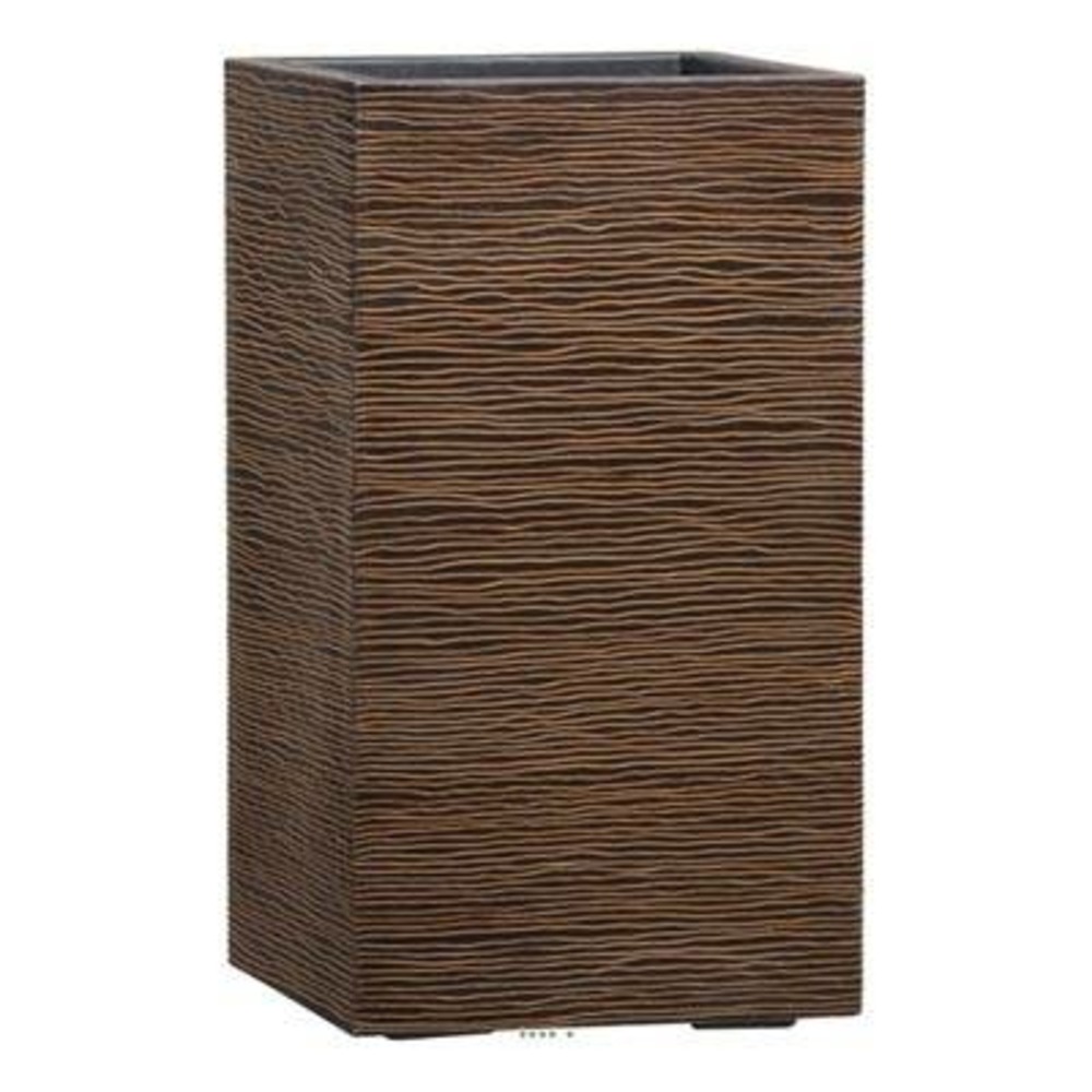 Bac fibres de verre ext carré haut 37cm 37cm h67cm marron gravé - dimhaut: h 67