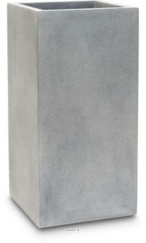 Bac polystone 35 cm x 35 cm h 70 cm ext. Carré haut gris ciment - dimhaut: h 70