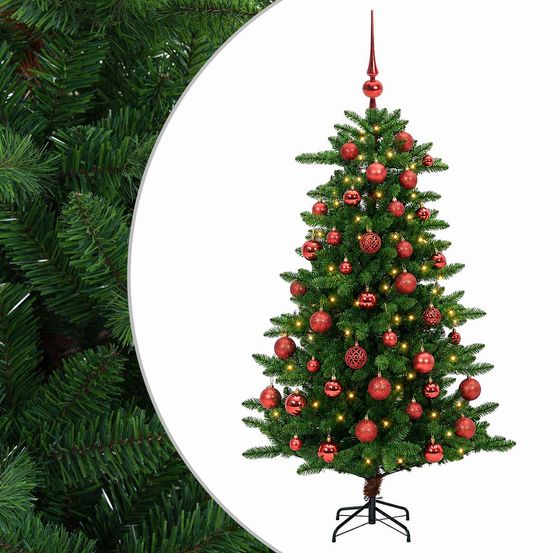 Arbre de noël artificiel avec boule 150 cm 150 led blanc chaud