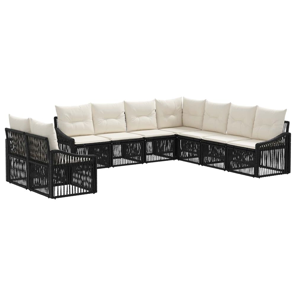 Ensemble de canapé de jardin 9 pc noir polyrotin