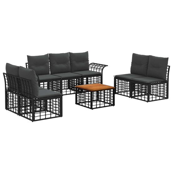 Ensemble de canapés d'extérieur 8 pcs noir et gris foncé