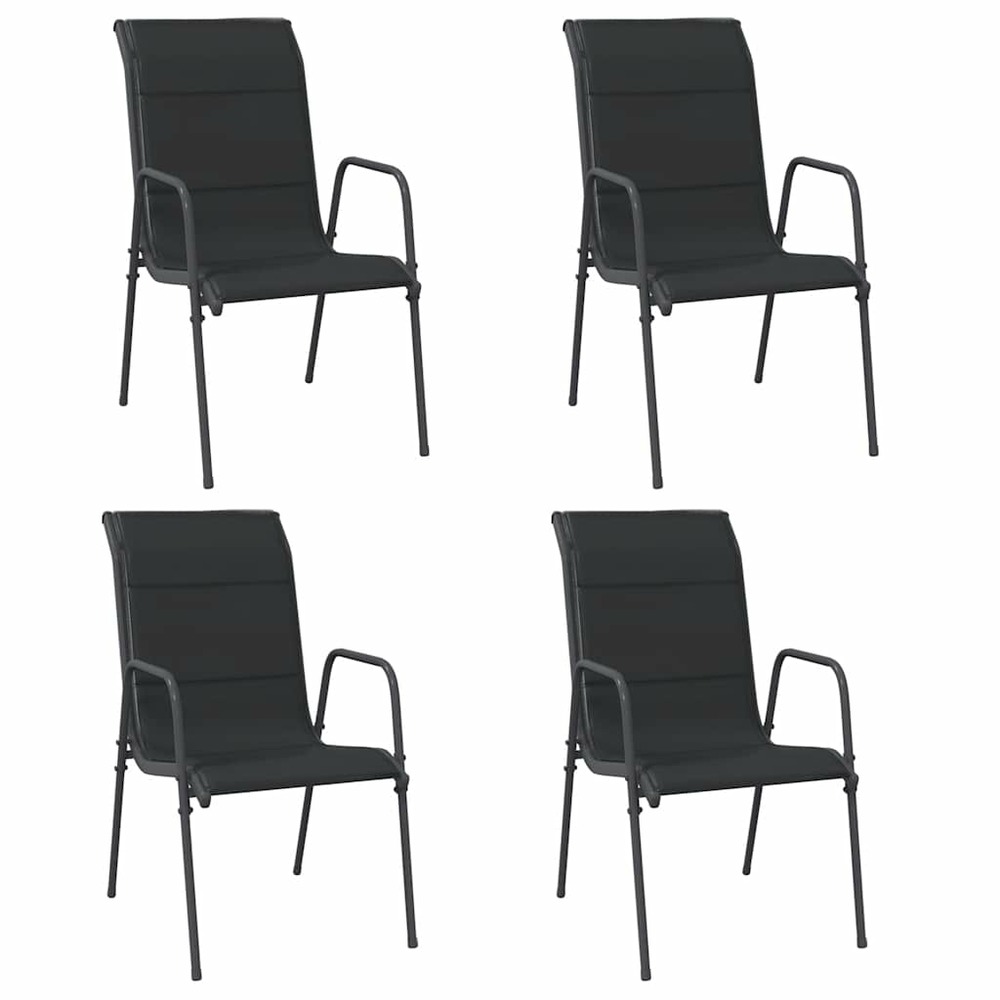 Chaises de jardin 4 pcs acier et textilène noir