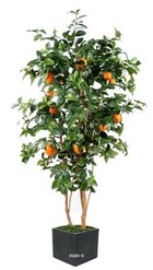 Oranger artificiel tronc naturel en pot avec fruits h 180 cm orange - dimhaut: h